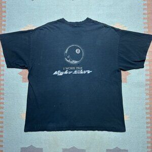 Vintage t shirt I work night shift pool 8 ball billiards faded distressed XXL